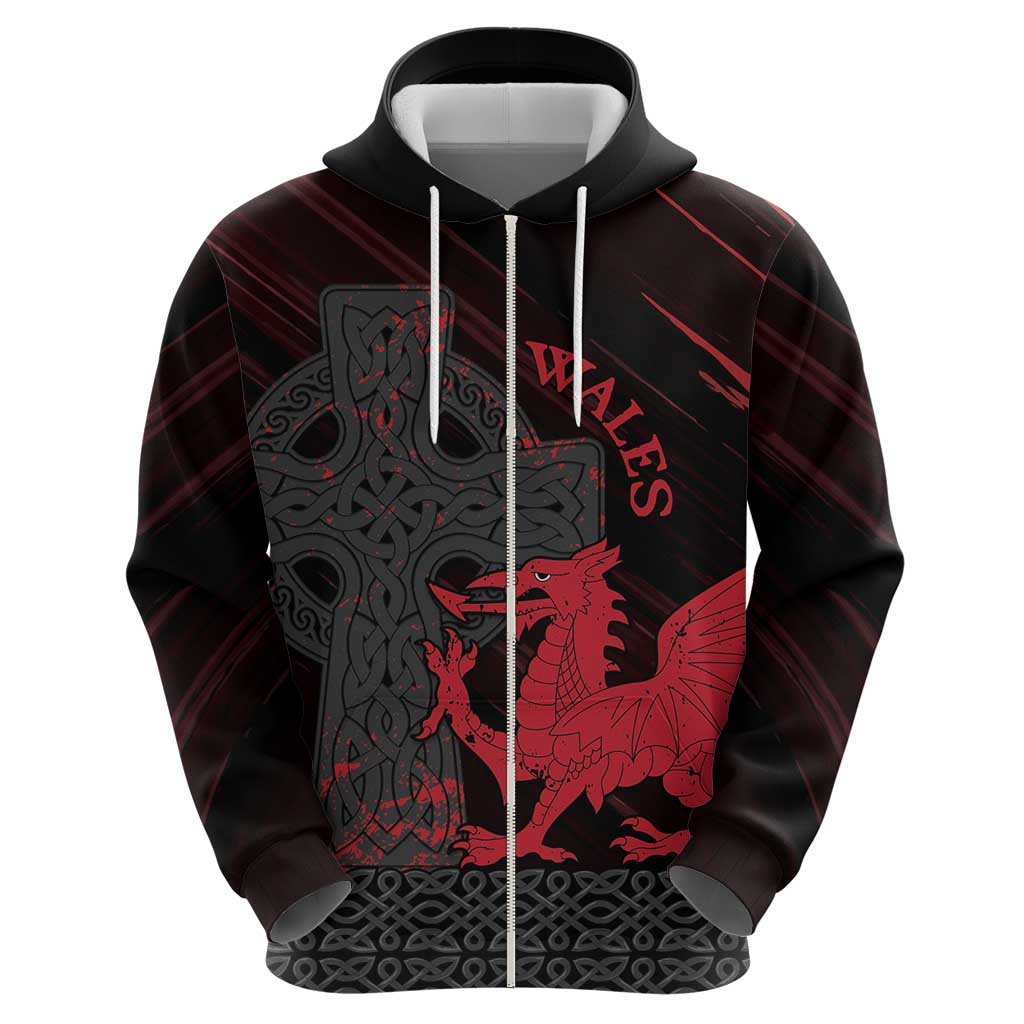 Wales Hoodie Celtic Cross Welsh Red Dragon LT14
