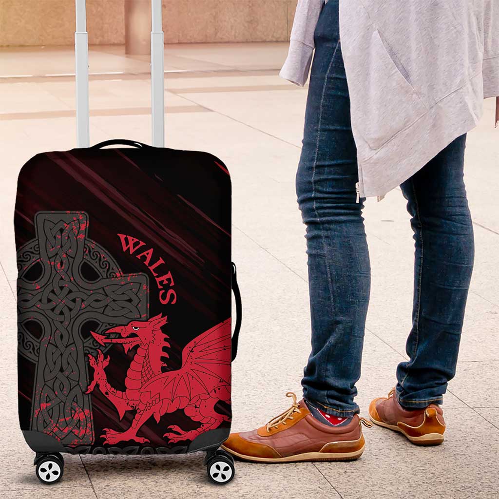 Wales Luggage Cover Celtic Cross Welsh Red Dragon LT14