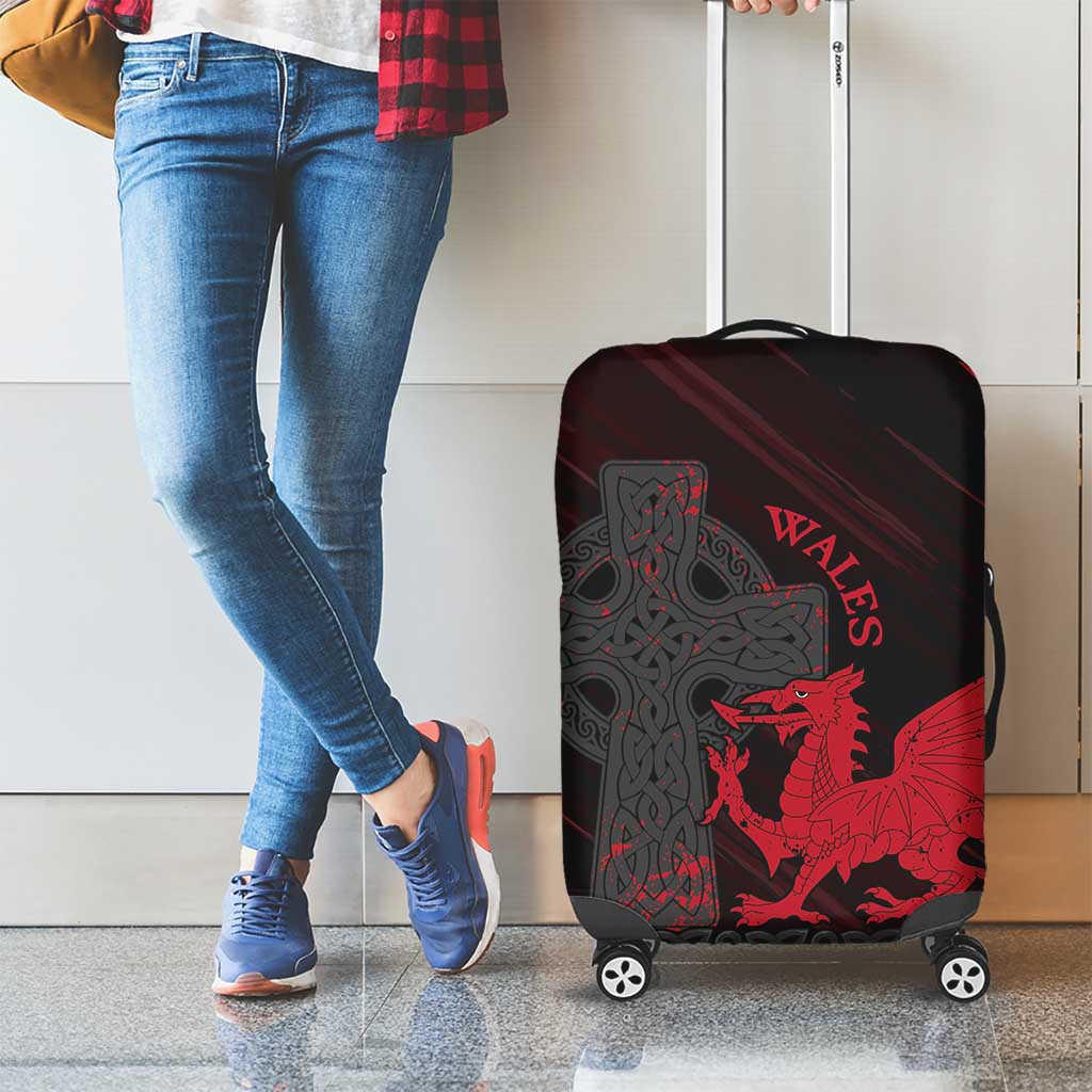 Wales Luggage Cover Celtic Cross Welsh Red Dragon LT14