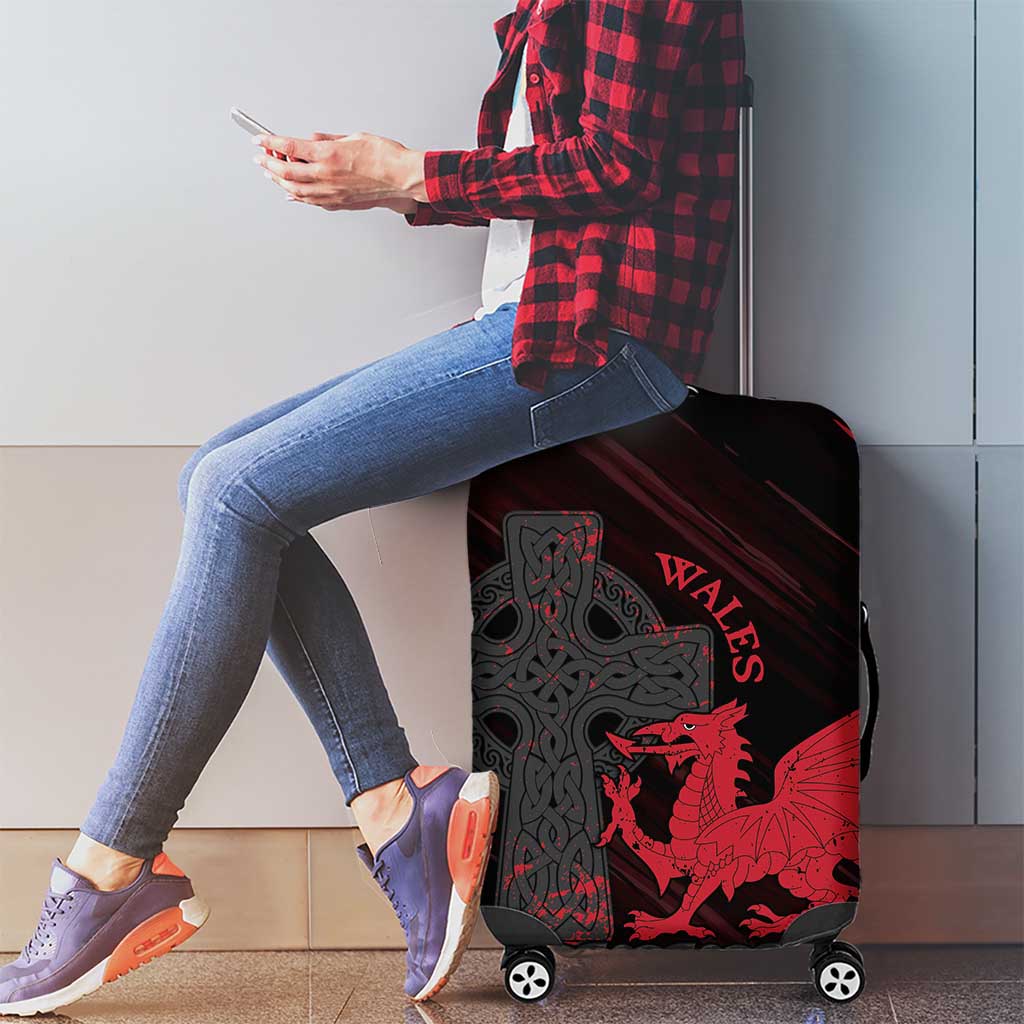 Wales Luggage Cover Celtic Cross Welsh Red Dragon LT14