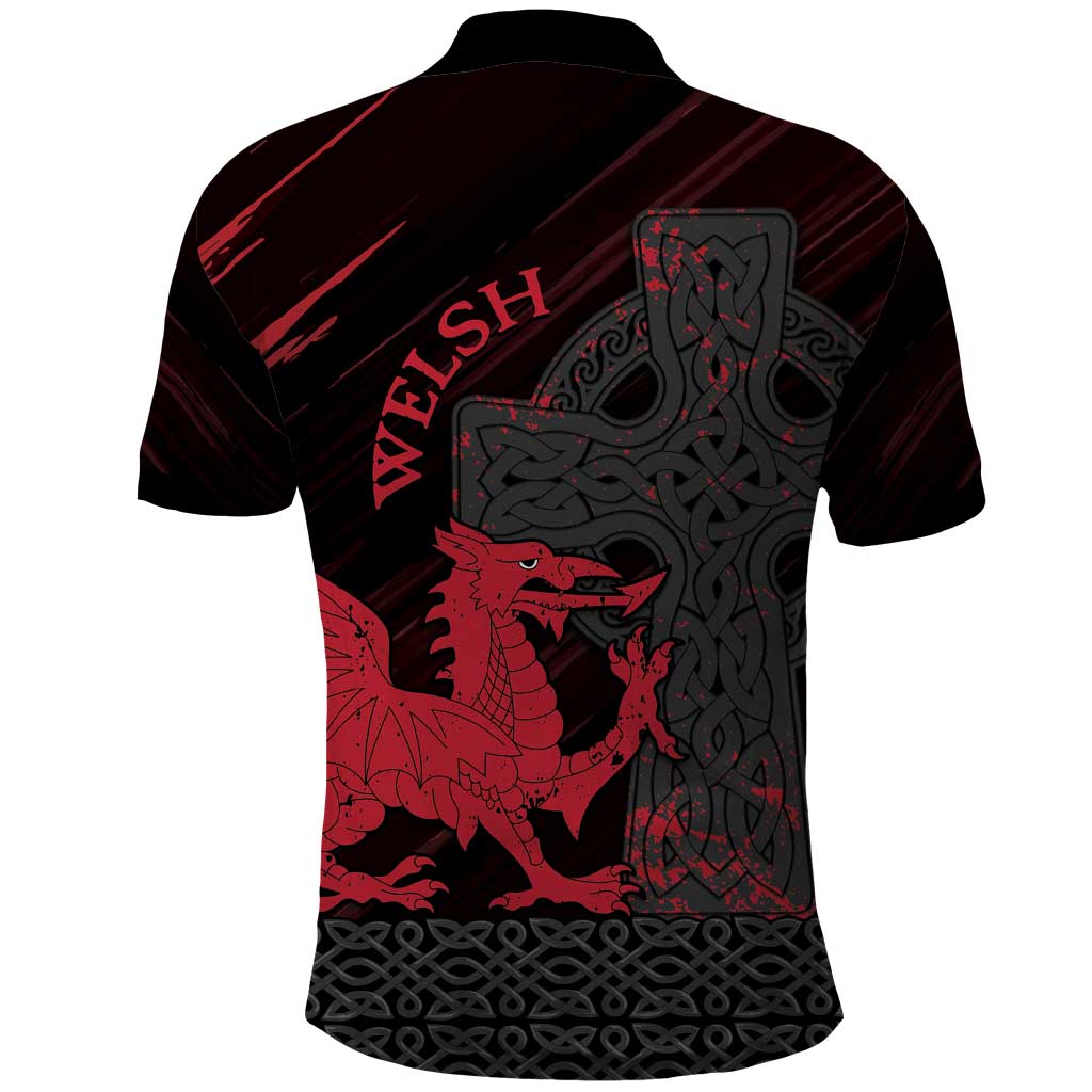Wales Polo Shirt Celtic Cross Welsh Red Dragon LT14