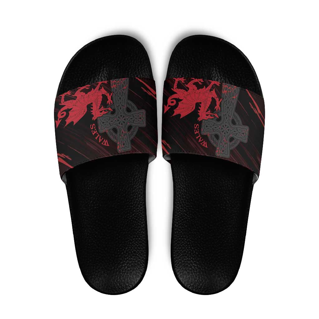 Wales Slide Sandals Celtic Cross Welsh Red Dragon LT14