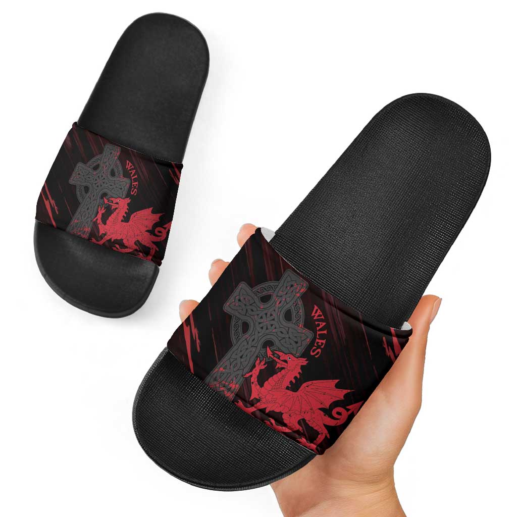 Wales Slide Sandals Celtic Cross Welsh Red Dragon LT14
