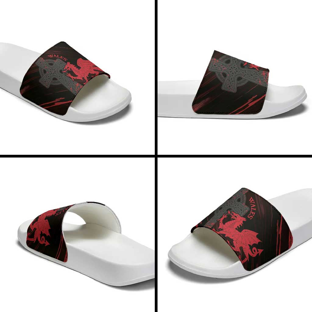 Wales Slide Sandals Celtic Cross Welsh Red Dragon LT14