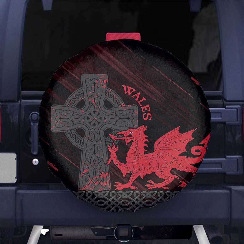 Wales Spare Tire Cover Celtic Cross Welsh Red Dragon LT14