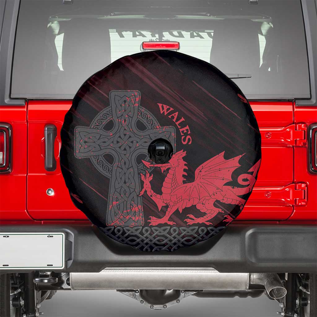 Wales Spare Tire Cover Celtic Cross Welsh Red Dragon LT14