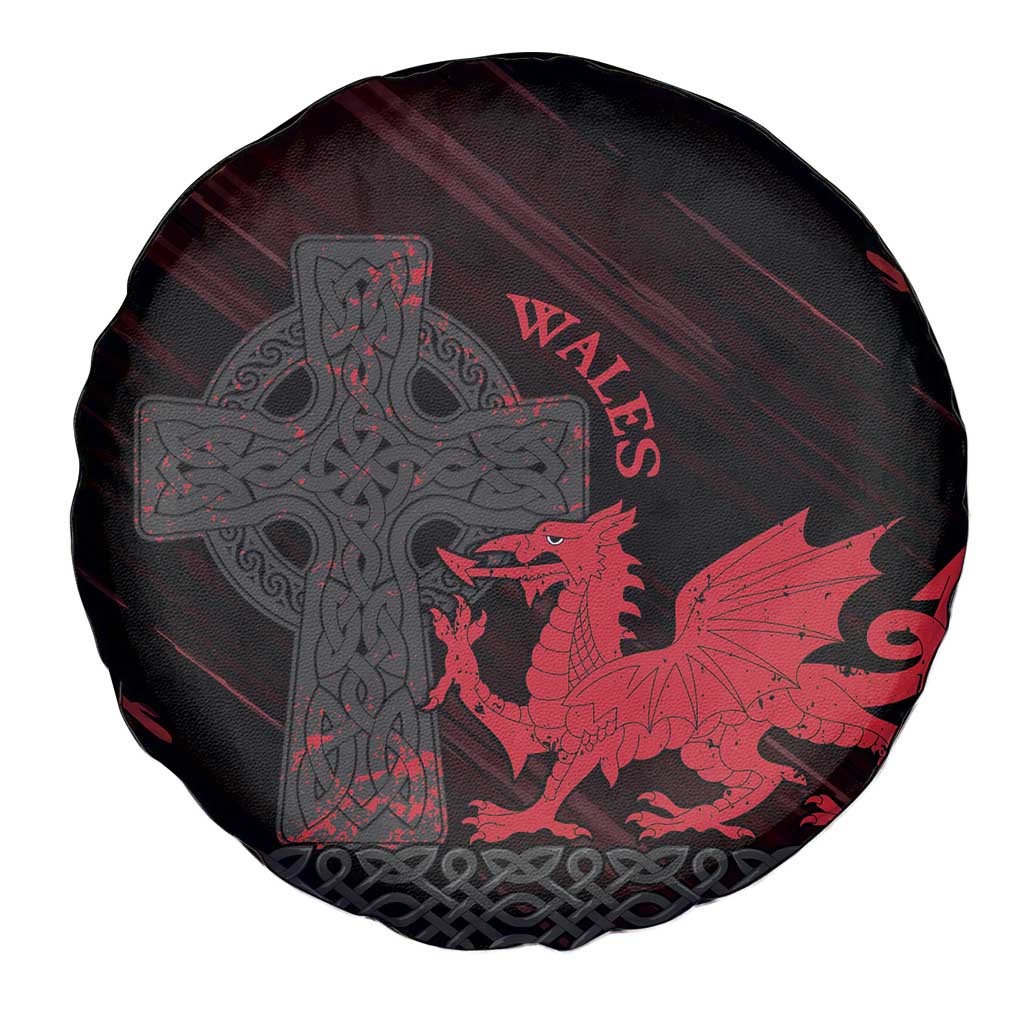 Wales Spare Tire Cover Celtic Cross Welsh Red Dragon LT14