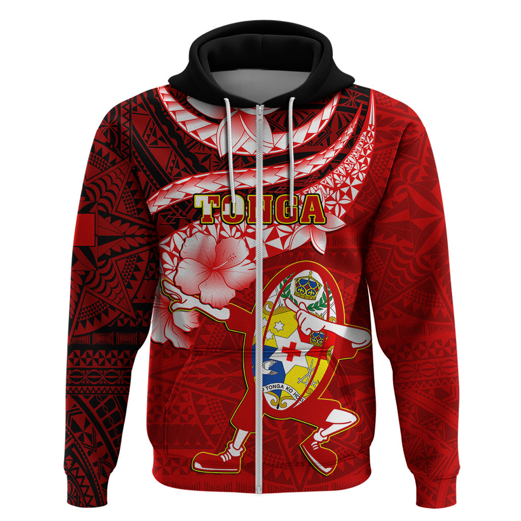 Tonga Rugby Hoodie Ikale Tahi Tongan Ngatu Pattern With Dabbing Ball LT14