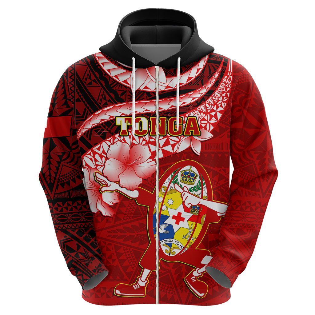 Tonga Rugby Hoodie Ikale Tahi Tongan Ngatu Pattern With Dabbing Ball LT14