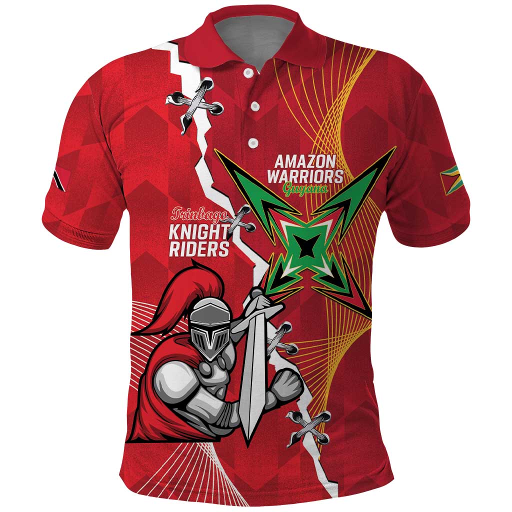 Guyana and Trinbago Cricket Custom Polo Shirt Amazon Warriors Knight Riders Together LT14
