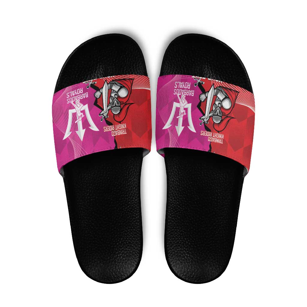 Barbados and Trinbago Cricket Personalized Slide Sandals Royals Knight Riders Together LT14