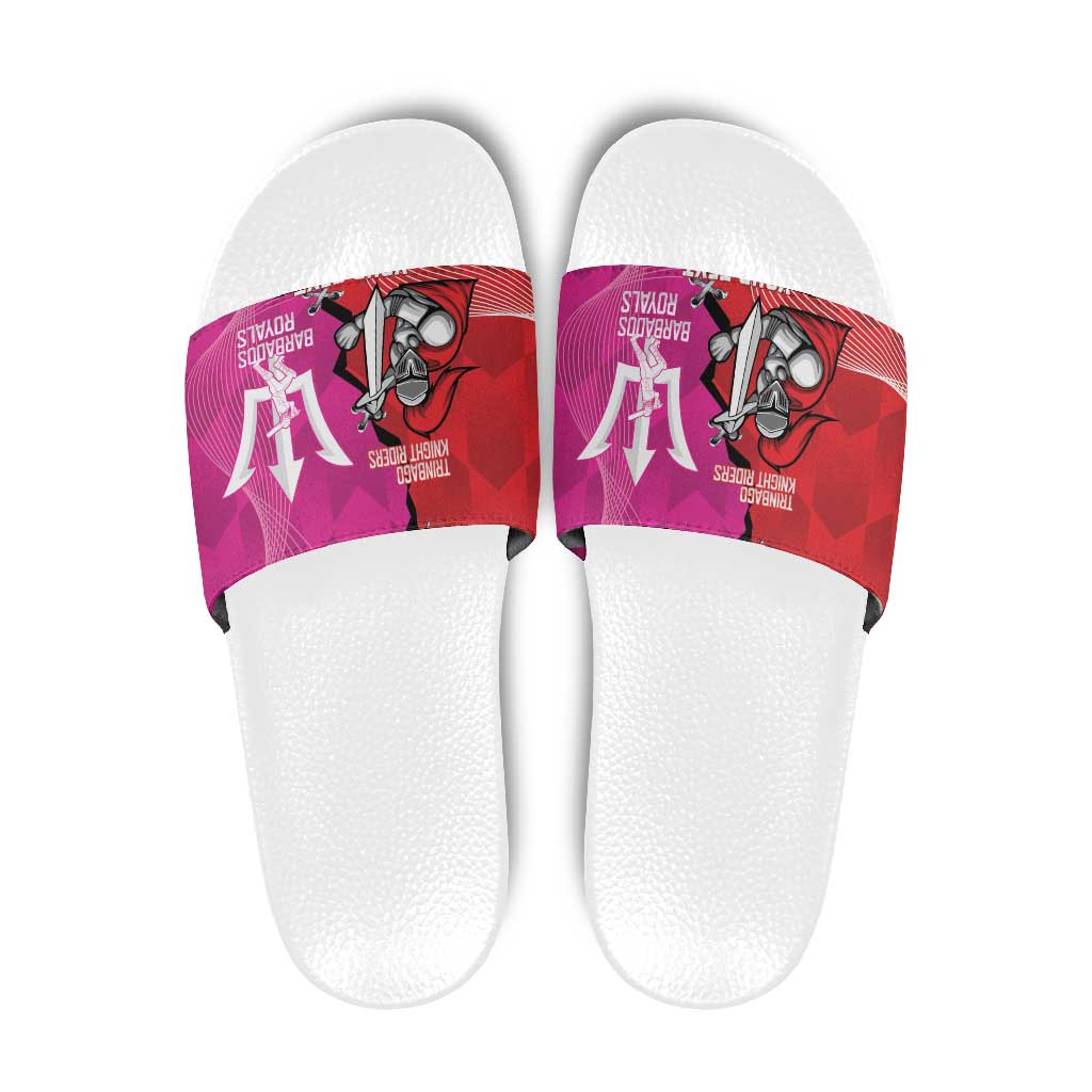 Barbados and Trinbago Cricket Personalized Slide Sandals Royals Knight Riders Together LT14