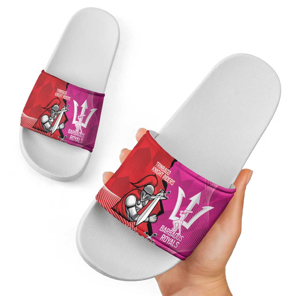 Barbados and Trinbago Cricket Personalized Slide Sandals Royals Knight Riders Together LT14