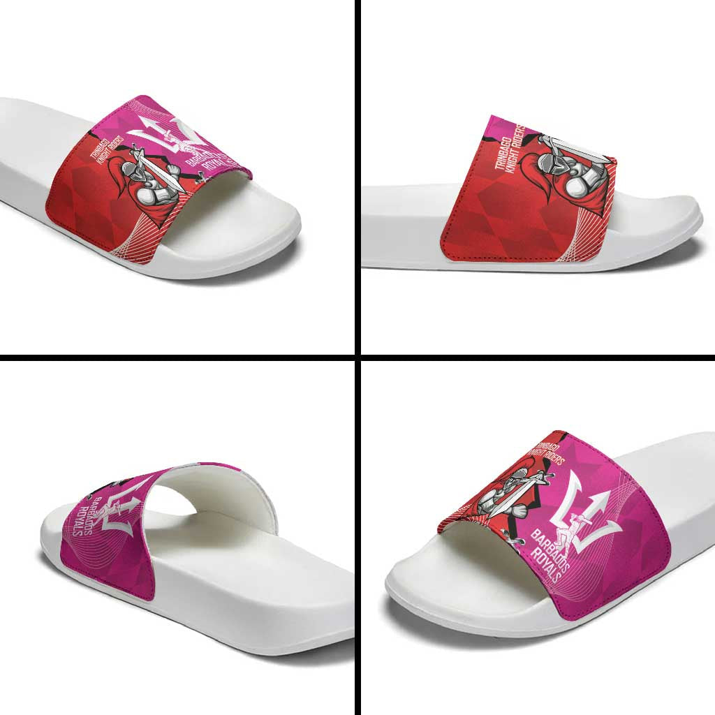 Barbados and Trinbago Cricket Personalized Slide Sandals Royals Knight Riders Together LT14