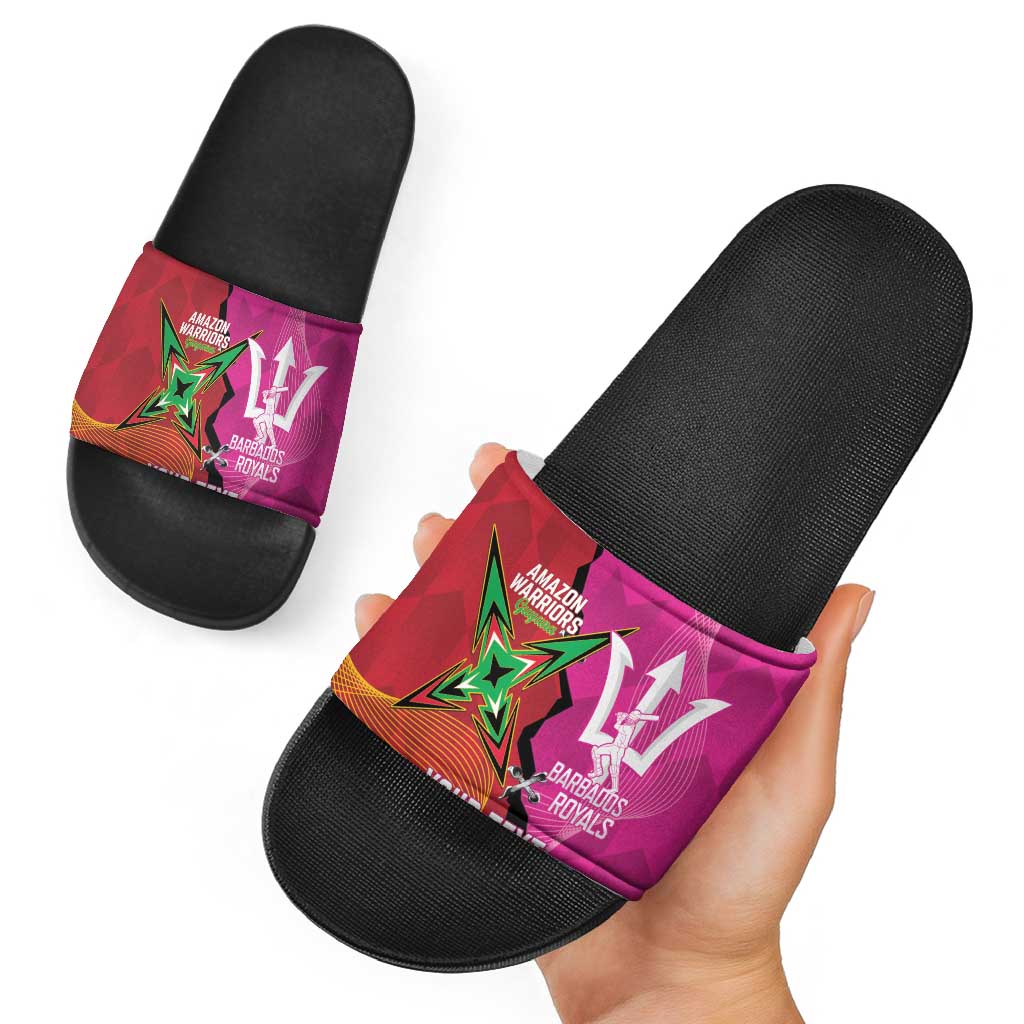 Barbados and Guyana Cricket Personalized Slide Sandals Royals Amazon Warriors Together LT14