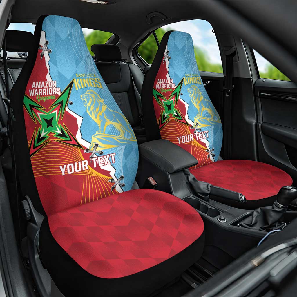 Saint Lucia and Guyana Cricket Personalized Car Seat Cover Kings Amazon Warriors Together LT14