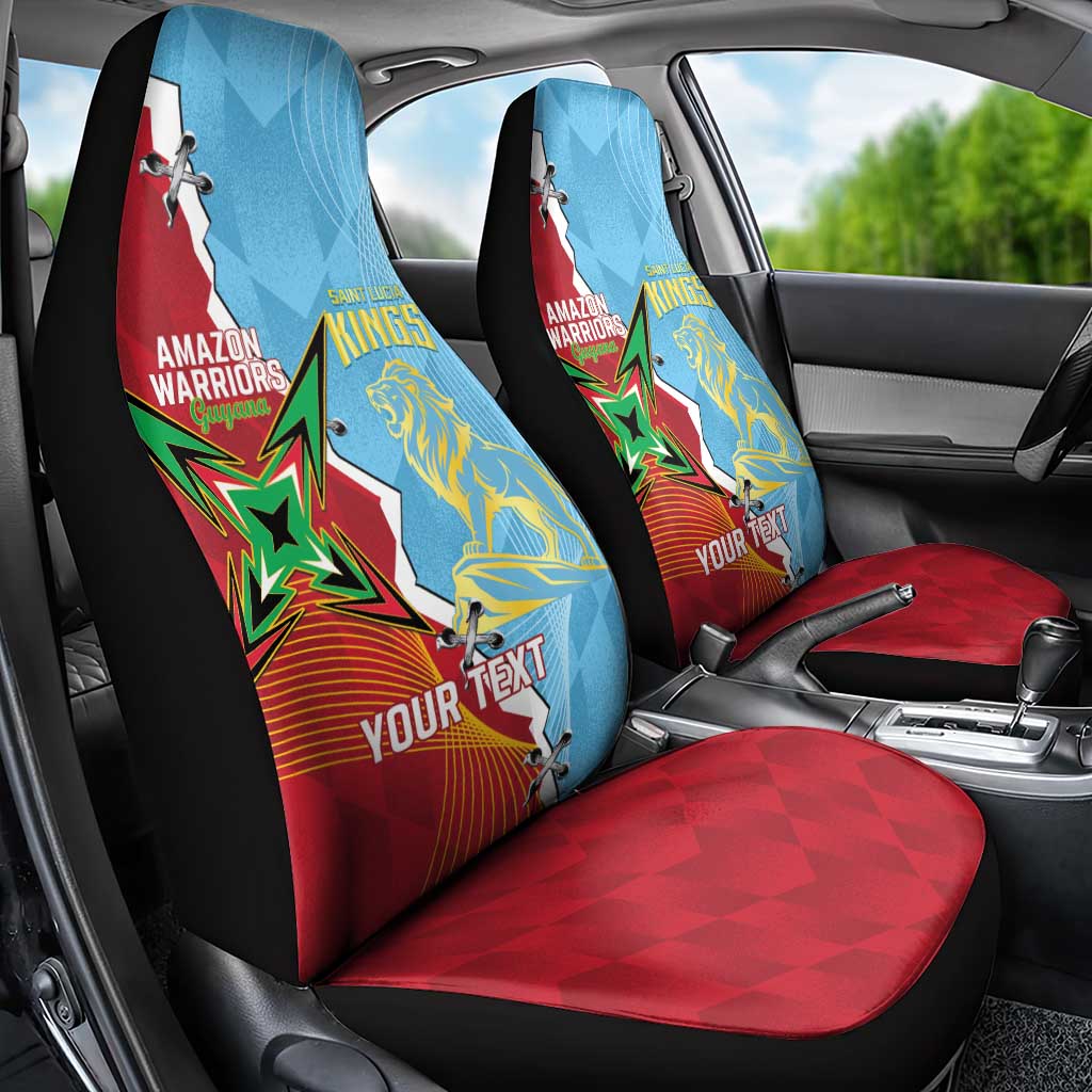 Saint Lucia and Guyana Cricket Personalized Car Seat Cover Kings Amazon Warriors Together LT14