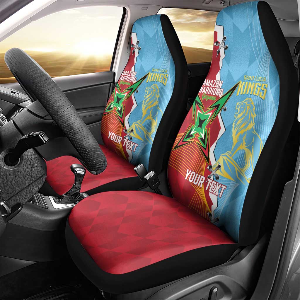 Saint Lucia and Guyana Cricket Personalized Car Seat Cover Kings Amazon Warriors Together LT14