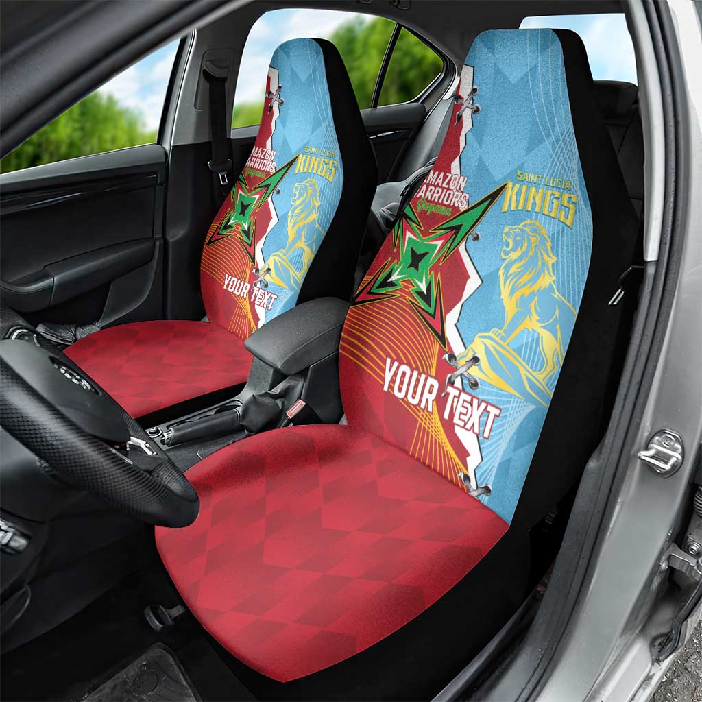 Saint Lucia and Guyana Cricket Personalized Car Seat Cover Kings Amazon Warriors Together LT14