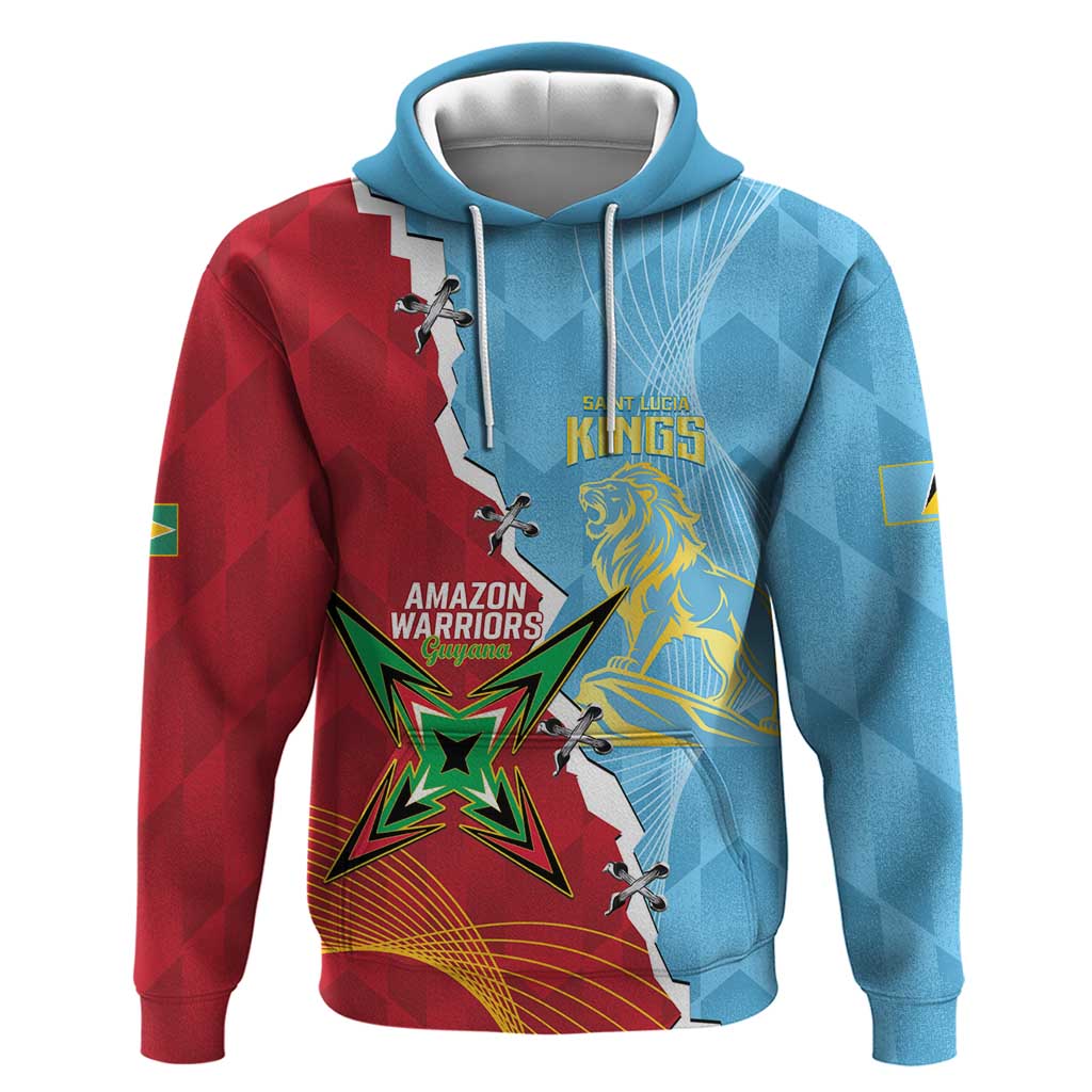 Saint Lucia and Guyana Cricket Personalized Hoodie Kings Amazon Warriors Together LT14