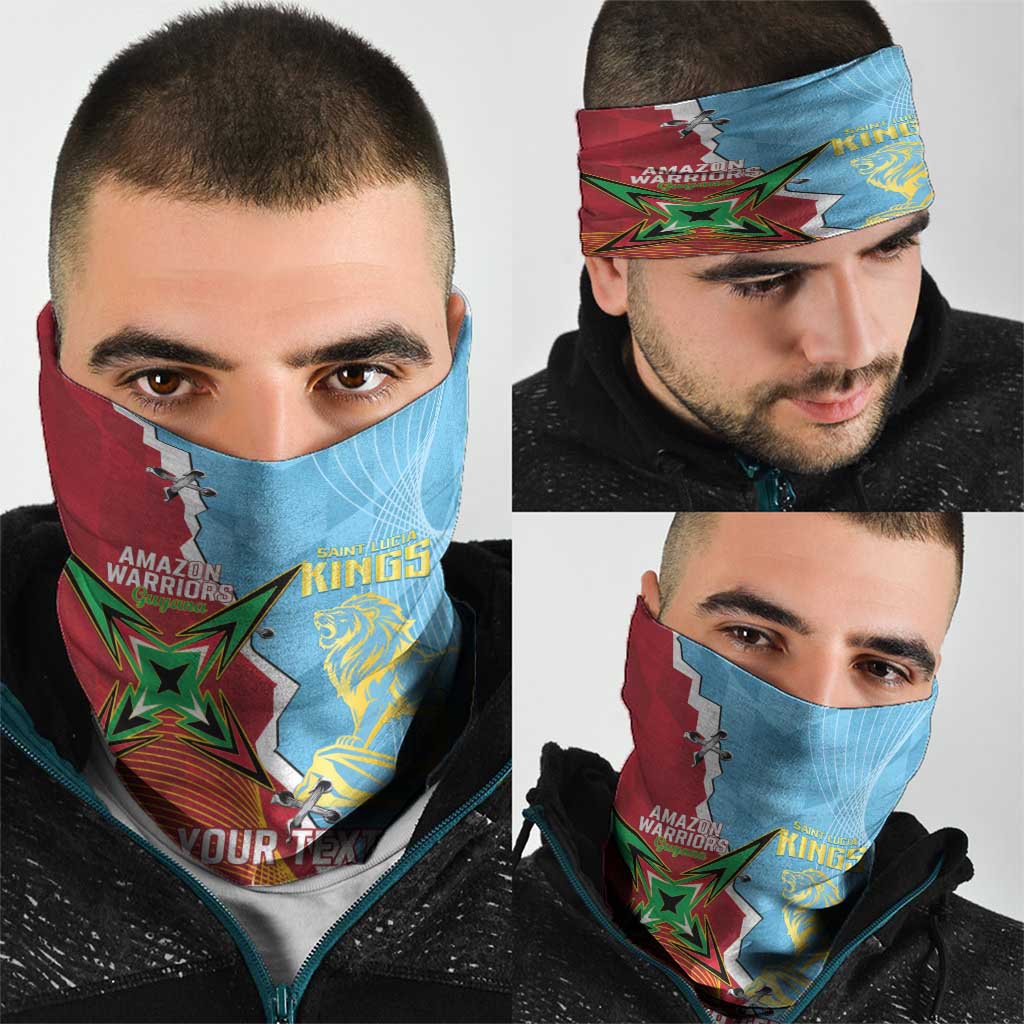 Saint Lucia and Guyana Cricket Personalized Neck Gaiter Kings Amazon Warriors Together LT14