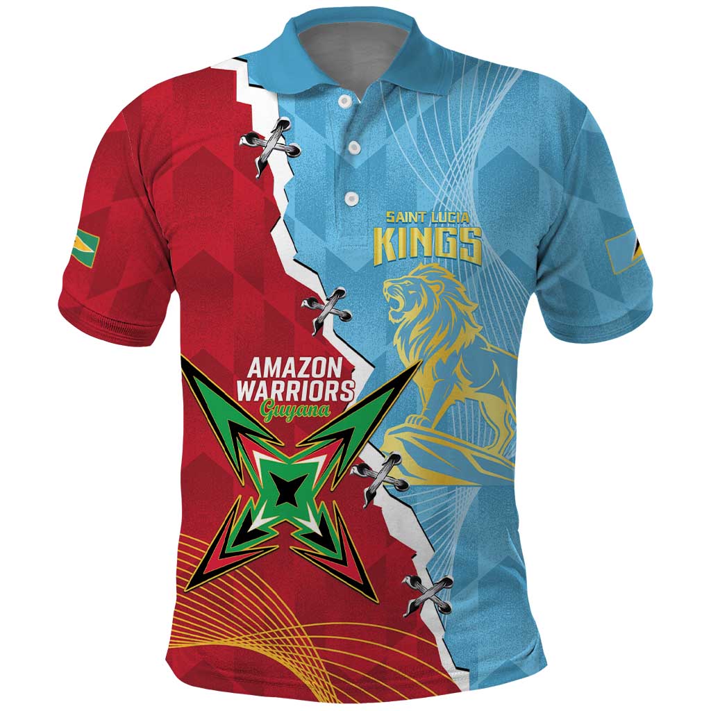 Saint Lucia and Guyana Cricket Personalized Polo Shirt Kings Amazon Warriors Together LT14