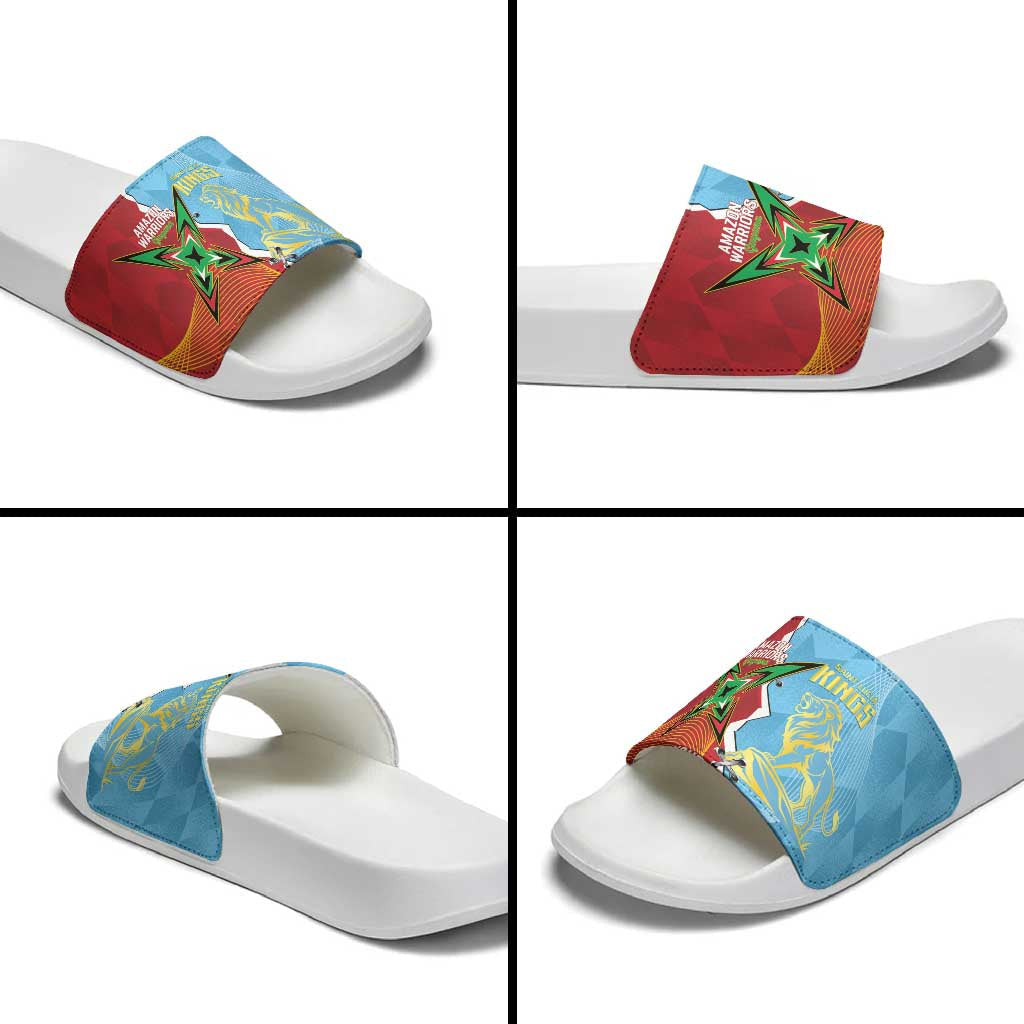 Saint Lucia and Guyana Cricket Personalized Slide Sandals Kings Amazon Warriors Together LT14
