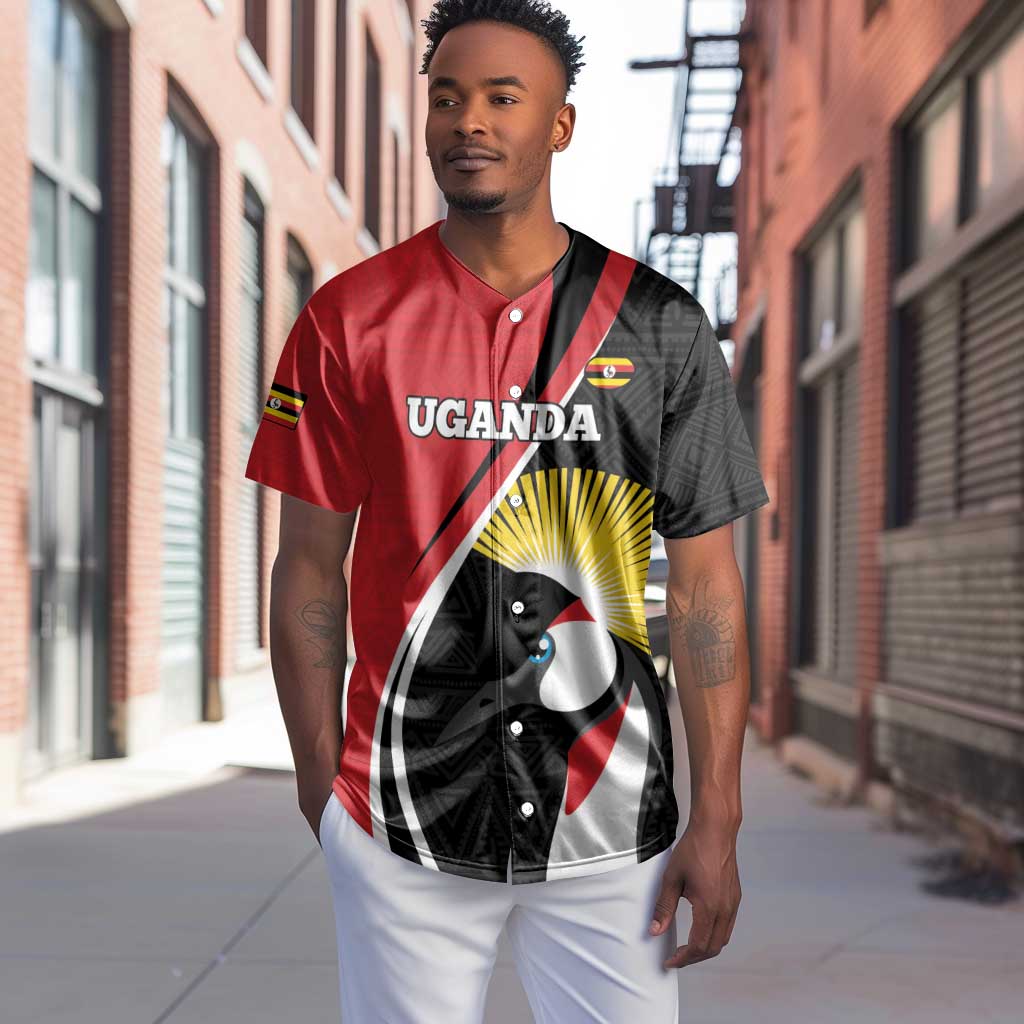 Afro Uganda Rugby Custom Baseball Jersey Go Cranes - African Pattern LT14