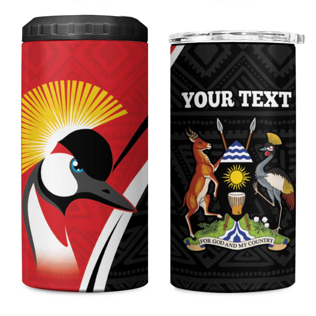Afro Uganda Rugby Custom 4 in 1 Can Cooler Tumbler Go Cranes - African Pattern LT14