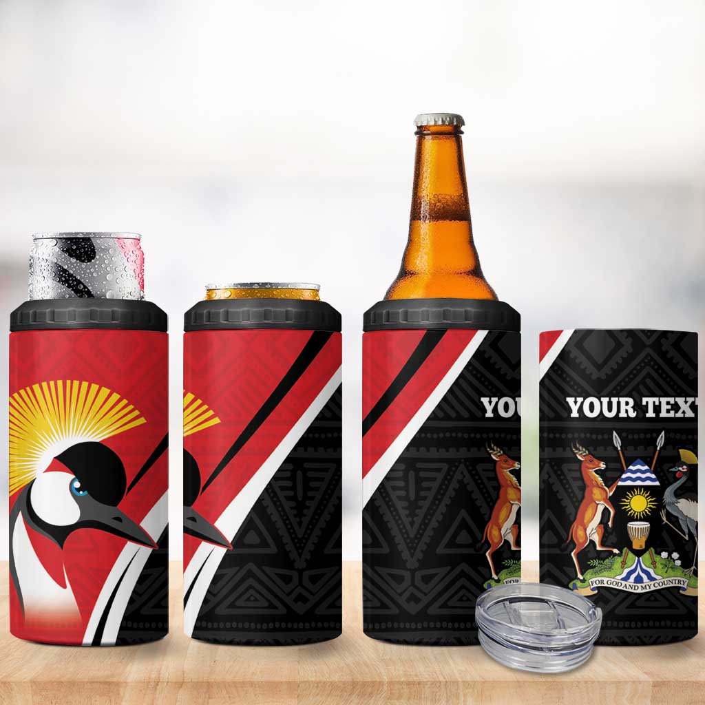 Afro Uganda Rugby Custom 4 in 1 Can Cooler Tumbler Go Cranes - African Pattern LT14