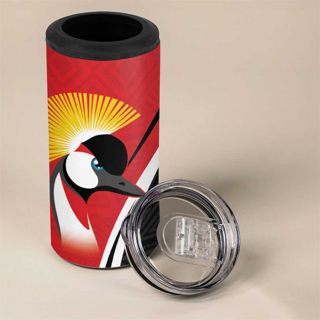 Afro Uganda Rugby Custom 4 in 1 Can Cooler Tumbler Go Cranes - African Pattern LT14