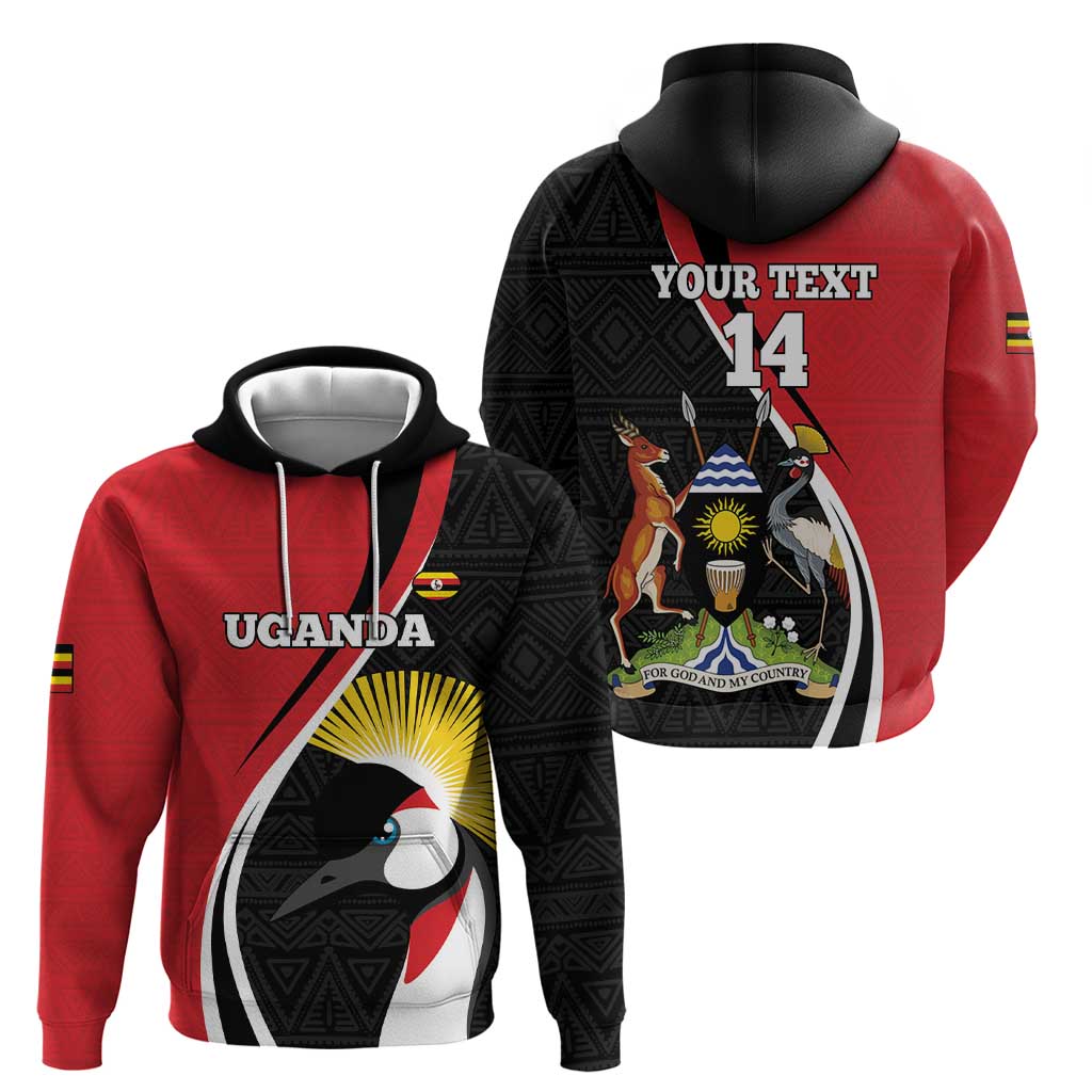 Uganda Rugby Custom Hoodie Go Cranes - African Pattern LT14
