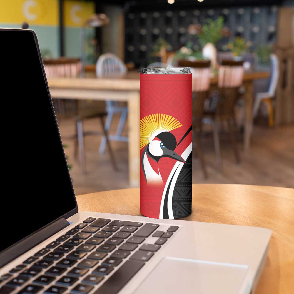 Afro Uganda Rugby Custom Skinny Tumbler Go Cranes - African Pattern LT14