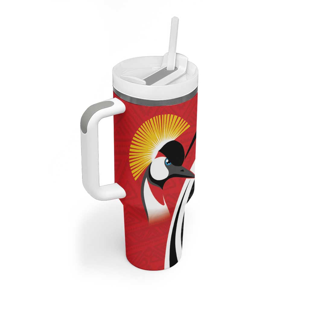 Afro Uganda Rugby Custom Tumbler With Handle Go Cranes - African Pattern LT14