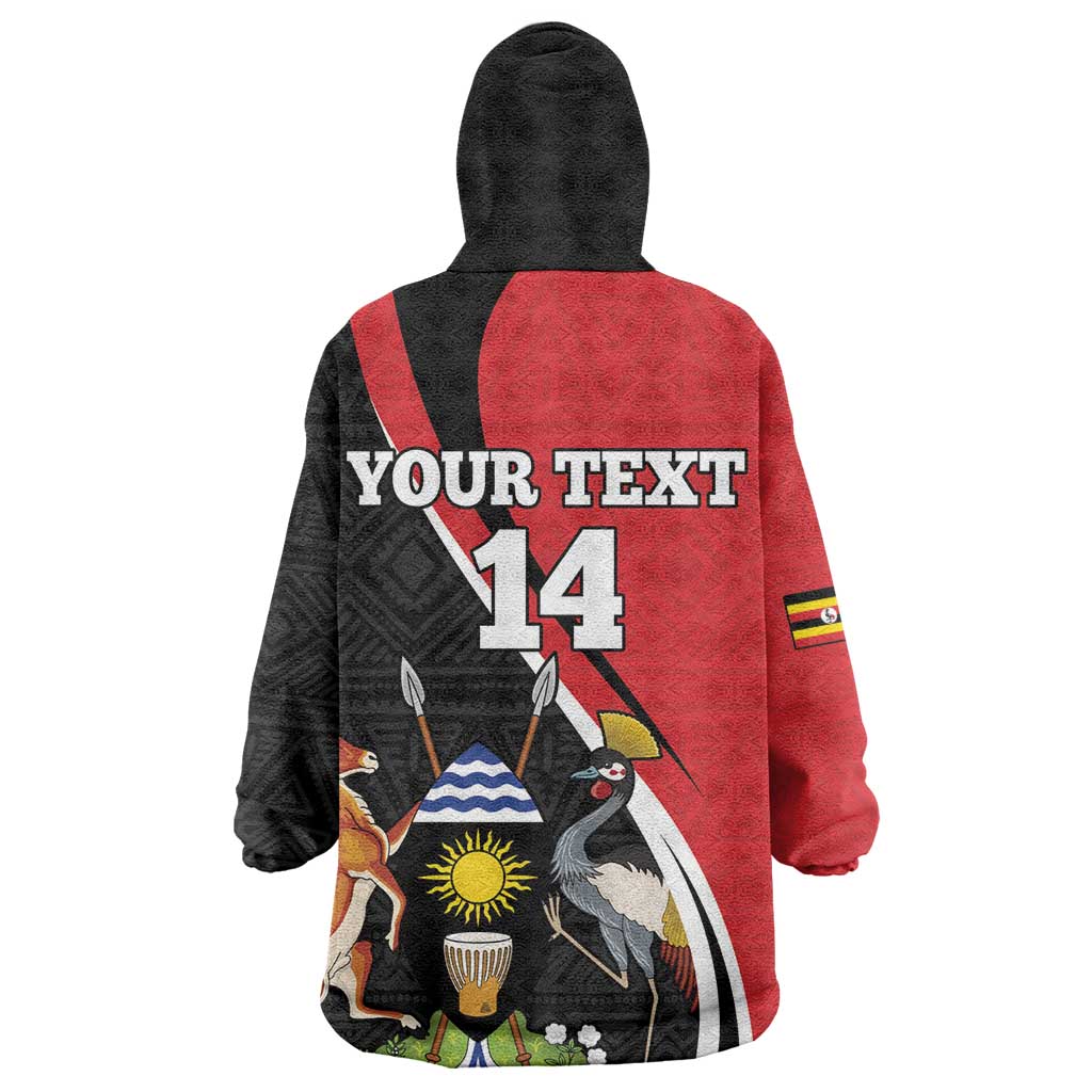 Afro Uganda Rugby Custom Wearable Blanket Hoodie Go Cranes - African Pattern LT14