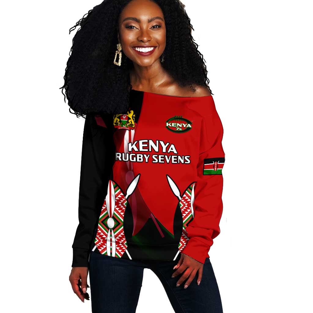 Custom Kenya Rugby Sevens Kenyan Sporty Version Off Shoulder Sweater LT14