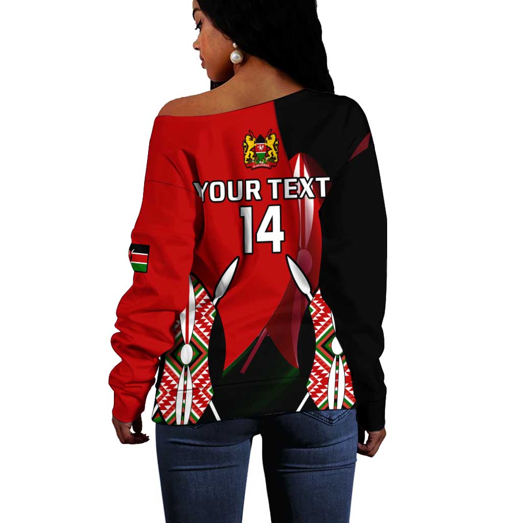 Custom Kenya Rugby Sevens Kenyan Sporty Version Off Shoulder Sweater LT14