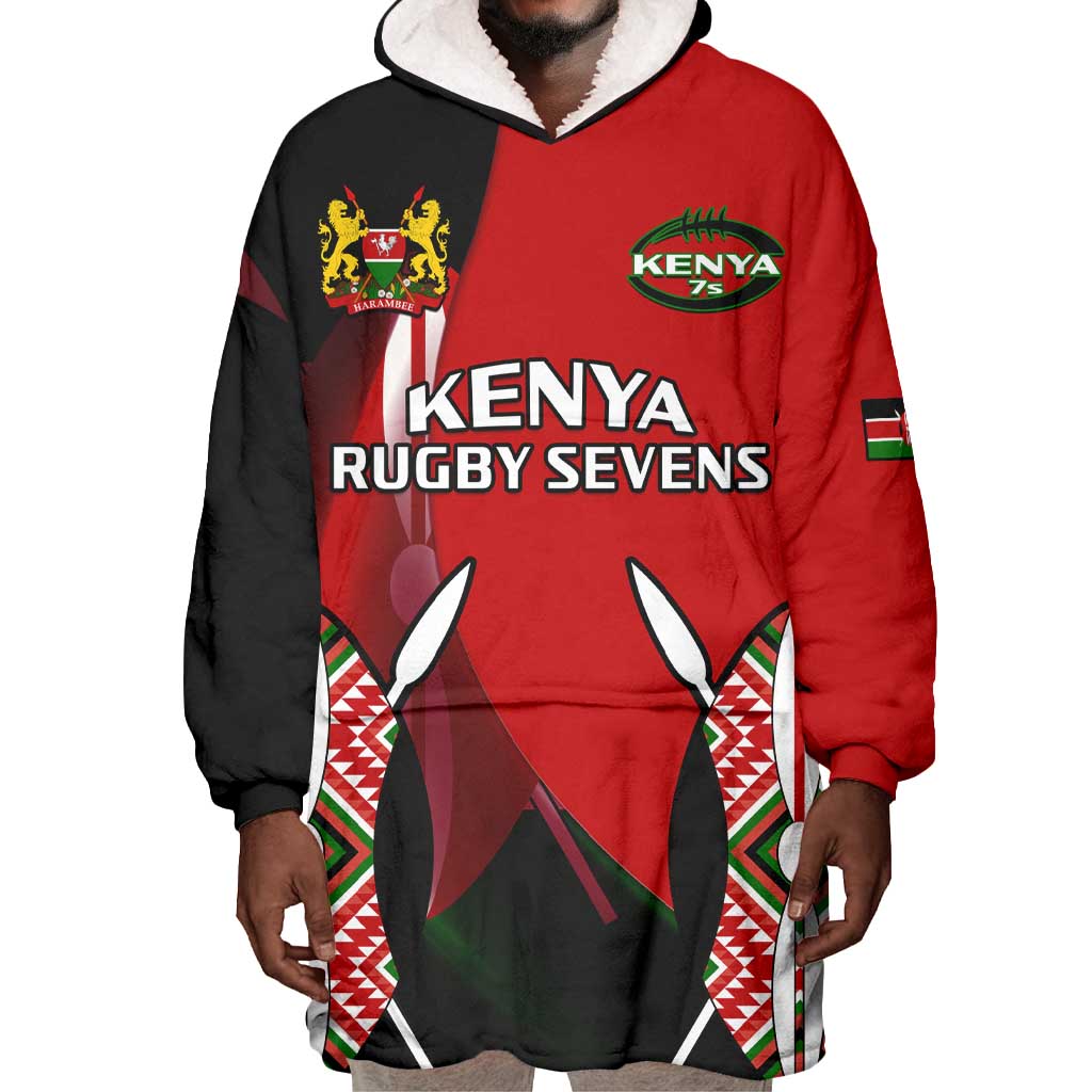 Custom Kenya Rugby Sevens Kenyan Sporty Version Wearable Blanket Hoodie LT14
