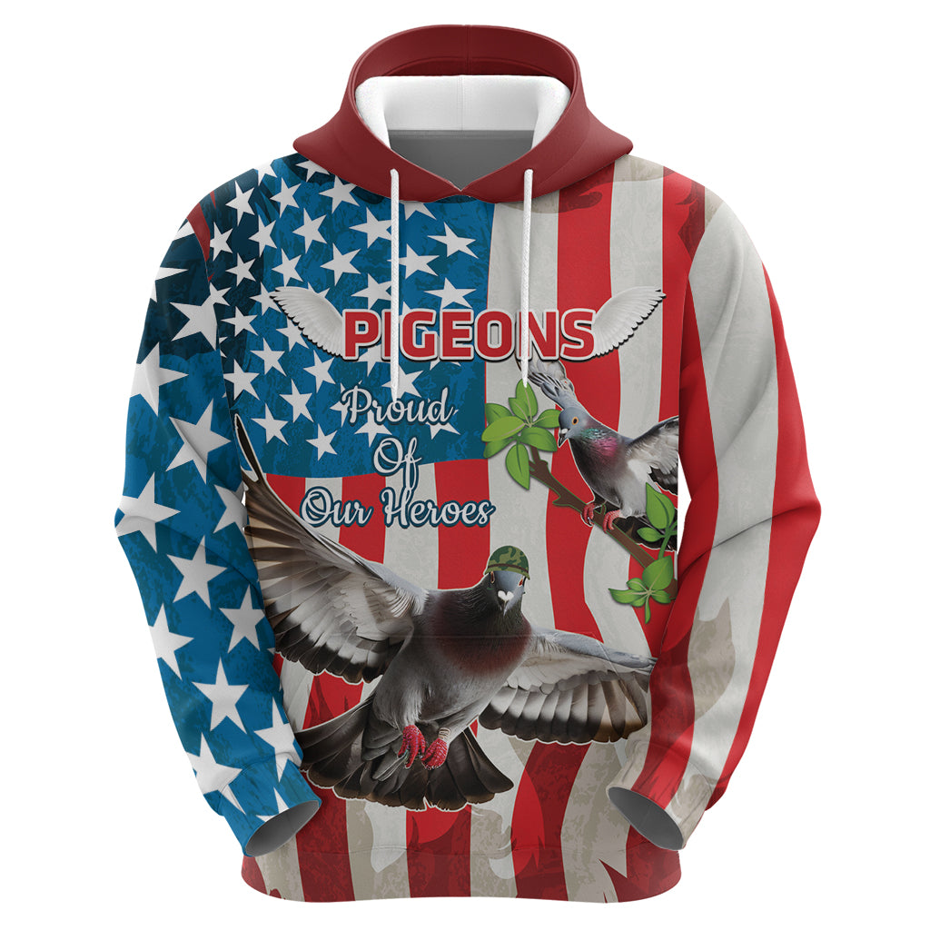 Personalized United States Pigeon Day Hoodie Proud Of Our Heroes Grunge Style LT14