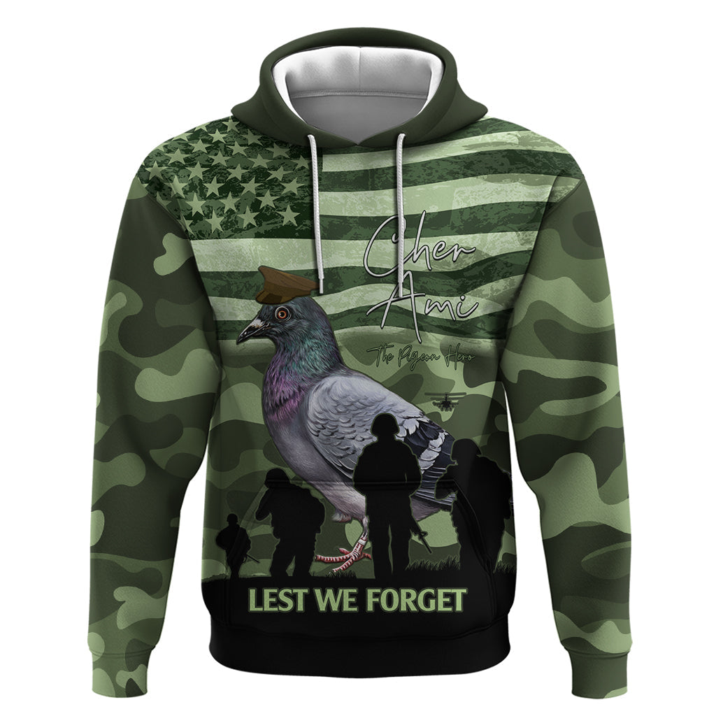 Personalized USA Cher Ami Hoodie Lest We Forget Pigeon Hero LT14