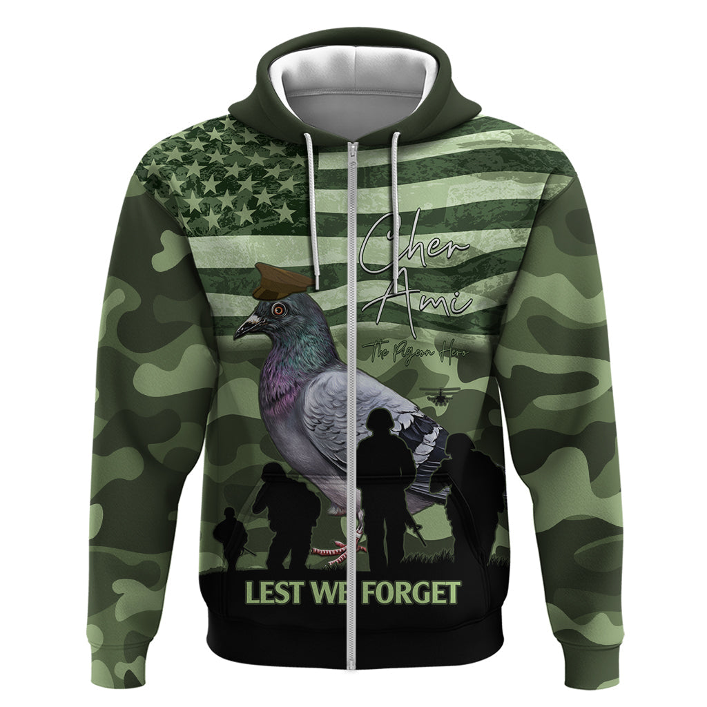 Personalized USA Cher Ami Hoodie Lest We Forget Pigeon Hero LT14