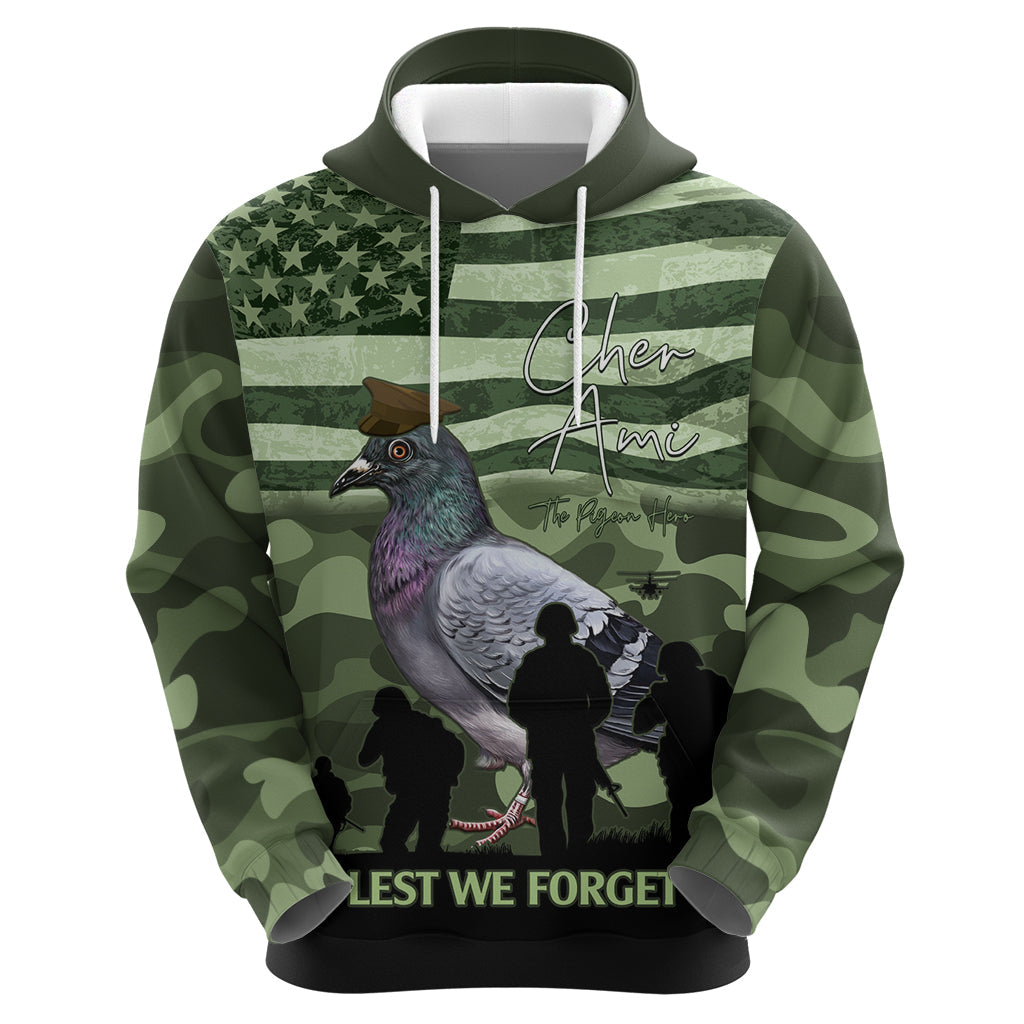 Personalized USA Cher Ami Hoodie Lest We Forget Pigeon Hero LT14