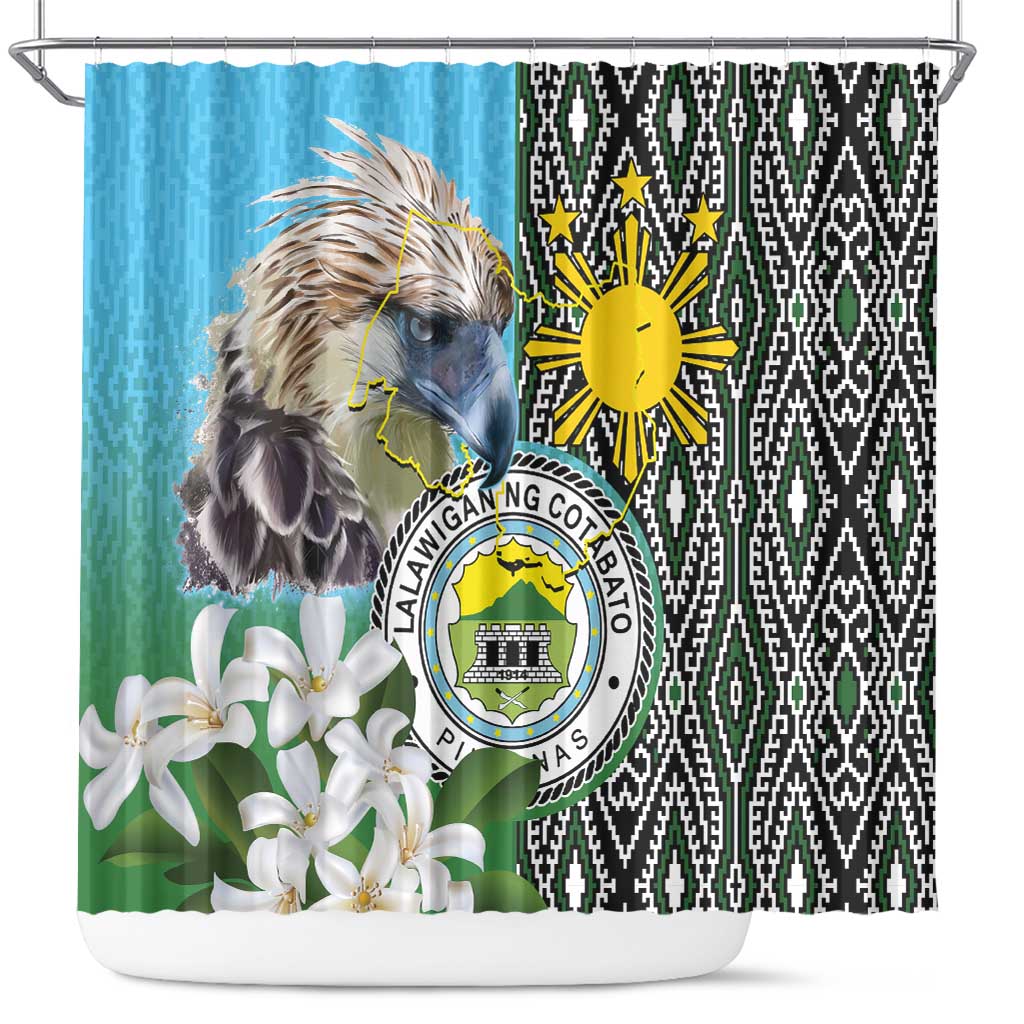 Cotabato Philippines Province Shower Curtain Filipino Eagle Sampaguita Tinalak Pattern LT14