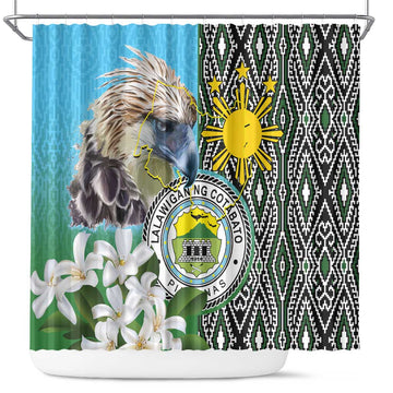 Cotabato Philippines Province Shower Curtain Filipino Eagle Sampaguita Tinalak Pattern LT14