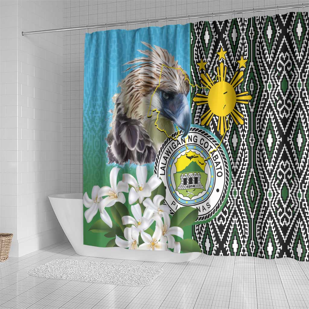 Cotabato Philippines Province Shower Curtain Filipino Eagle Sampaguita Tinalak Pattern LT14