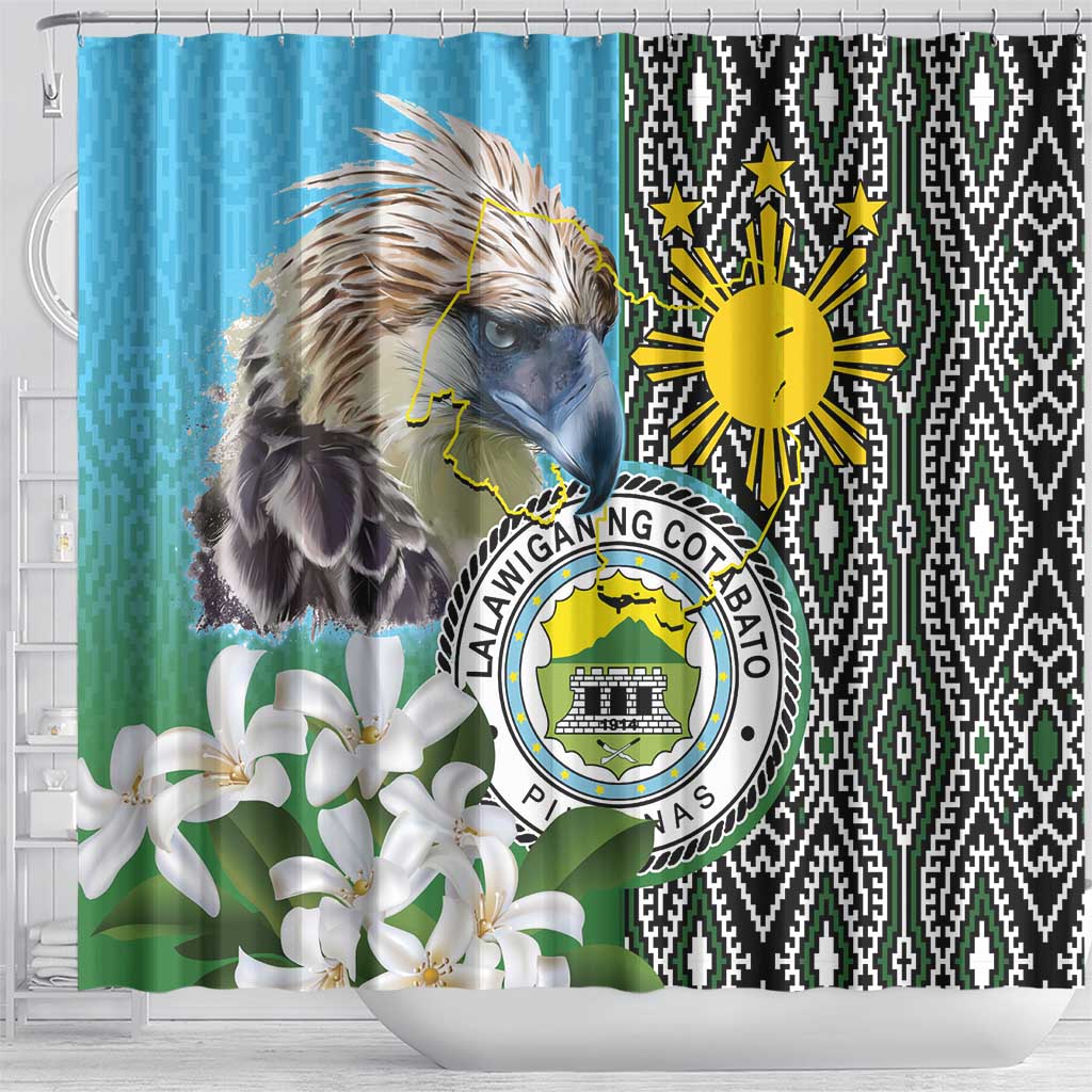 Cotabato Philippines Province Shower Curtain Filipino Eagle Sampaguita Tinalak Pattern LT14