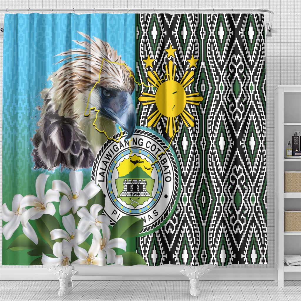 Cotabato Philippines Province Shower Curtain Filipino Eagle Sampaguita Tinalak Pattern LT14