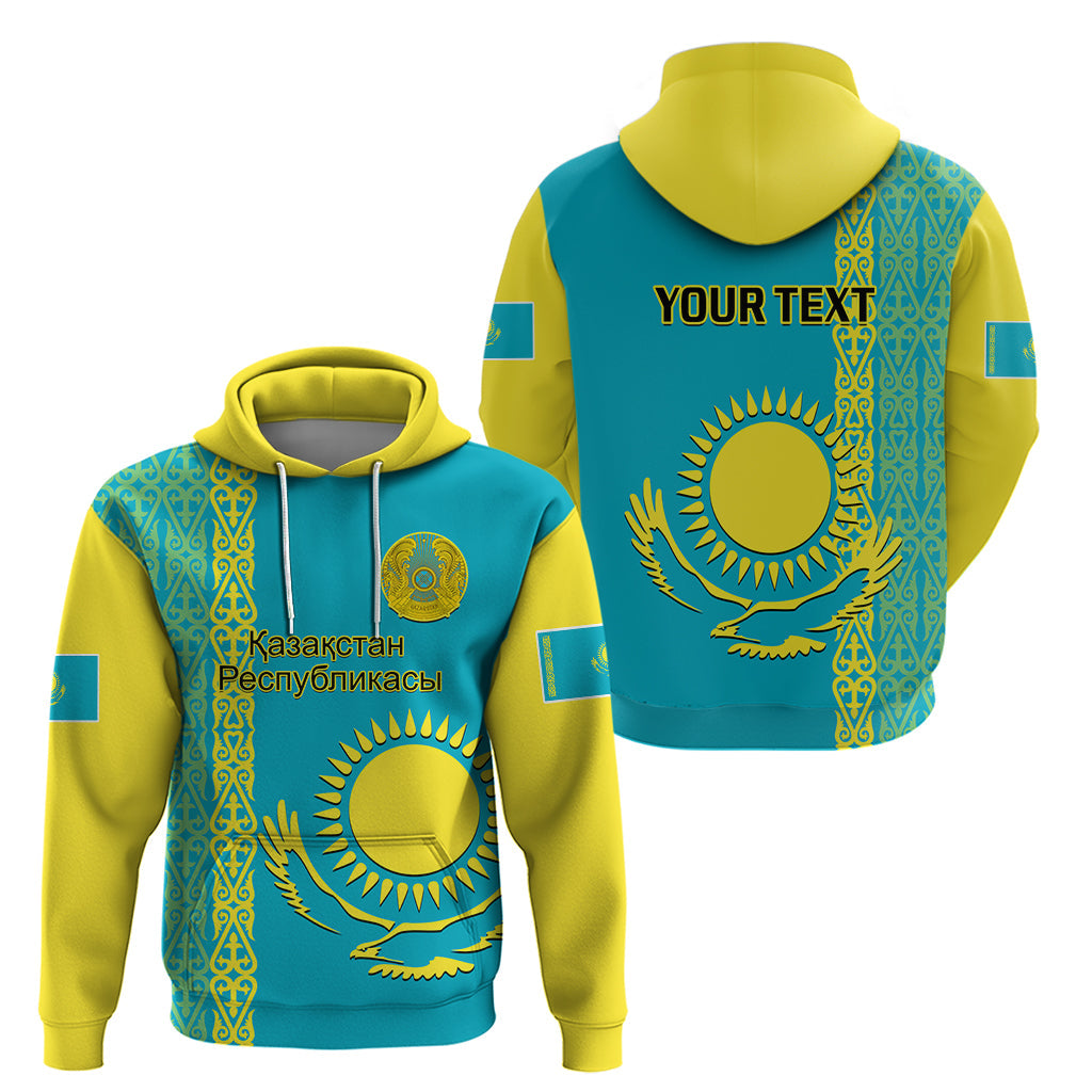 Custom Kazakhstan Hoodie Kazakh Traditional Pattern Blue Version LT14