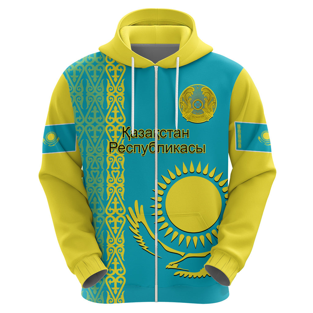Custom Kazakhstan Hoodie Kazakh Traditional Pattern Blue Version LT14