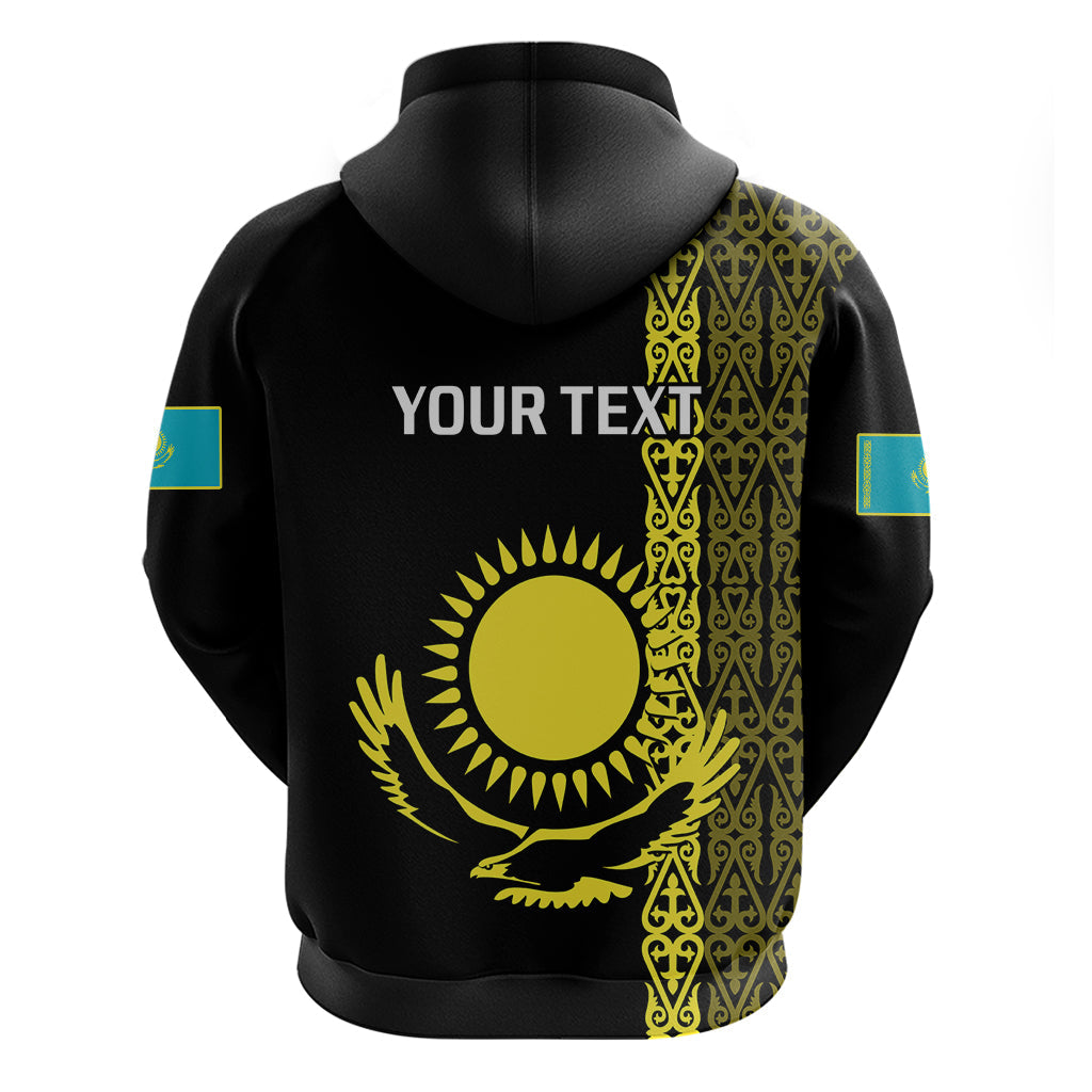 Custom Kazakhstan Hoodie Kazakh Traditional Pattern Black Version LT14
